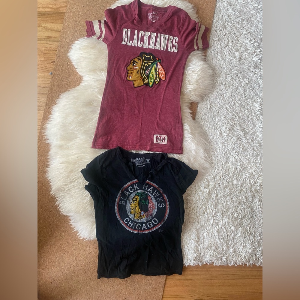 Set of 2 Retro Style Chicago Blackhawks T Shirts- Great Value